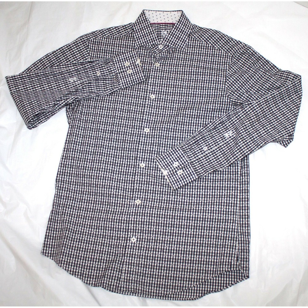 Bugatchi Uomo Mens Long Sleeve Button Front Flip Cuff‎ Shirt Size 15 - 34/35